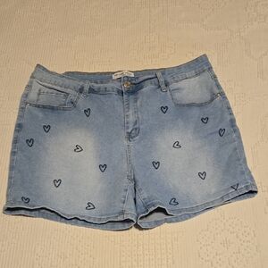 Vintage Violet Denim Heart Stitched Shorts
